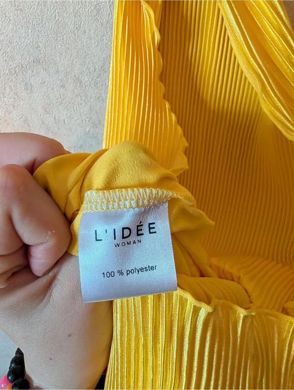 L'IDEE mustard yellow pleated midi dress sz 10 - Picture 6 of 6